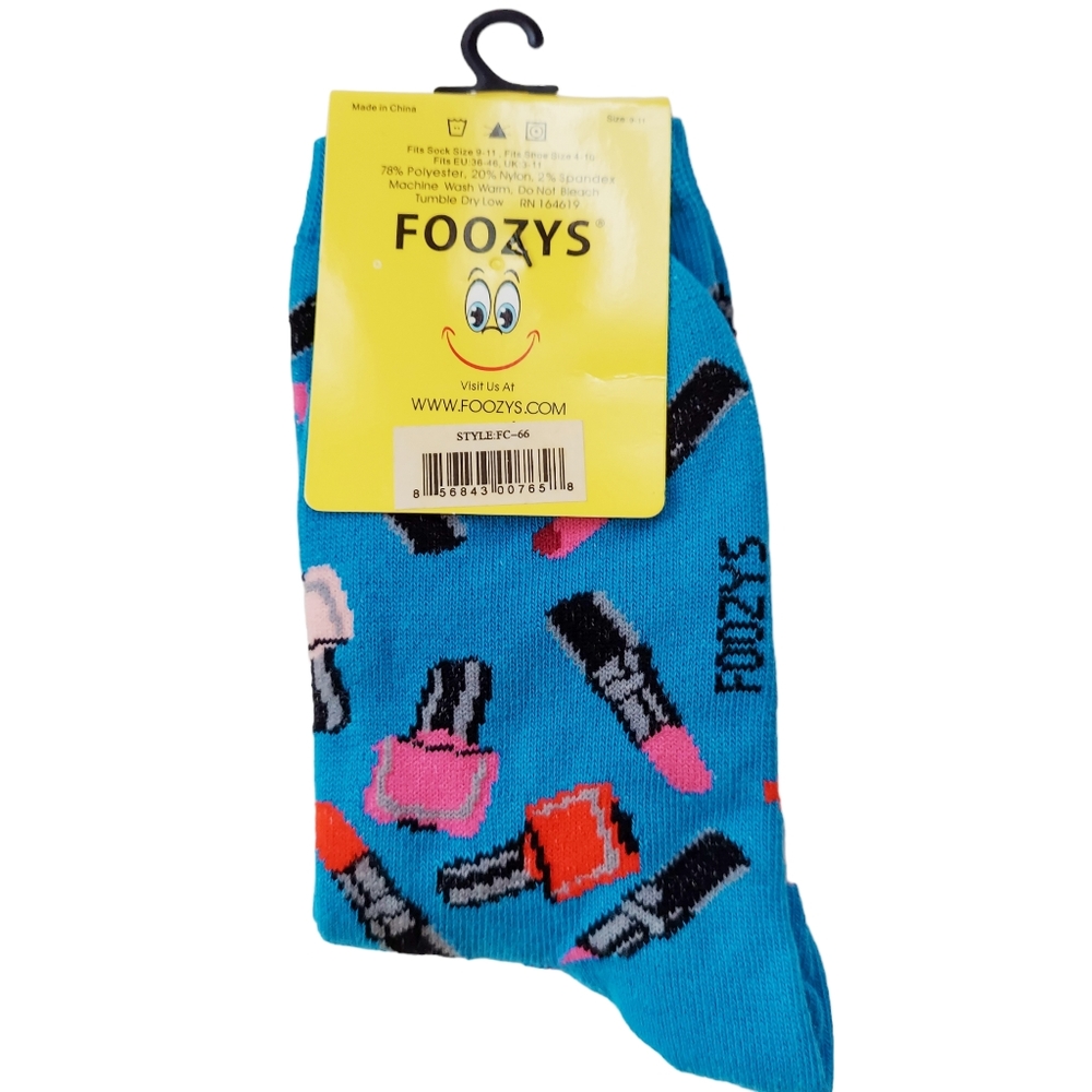 Foozy's "Lipstick/Nail Polish" Print Socks*NWT*